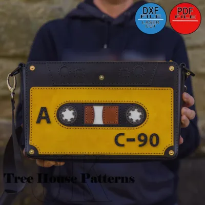 Бесплатные выкройки и лекала | Leather cassette tape shoulder bag by Tree House patterns