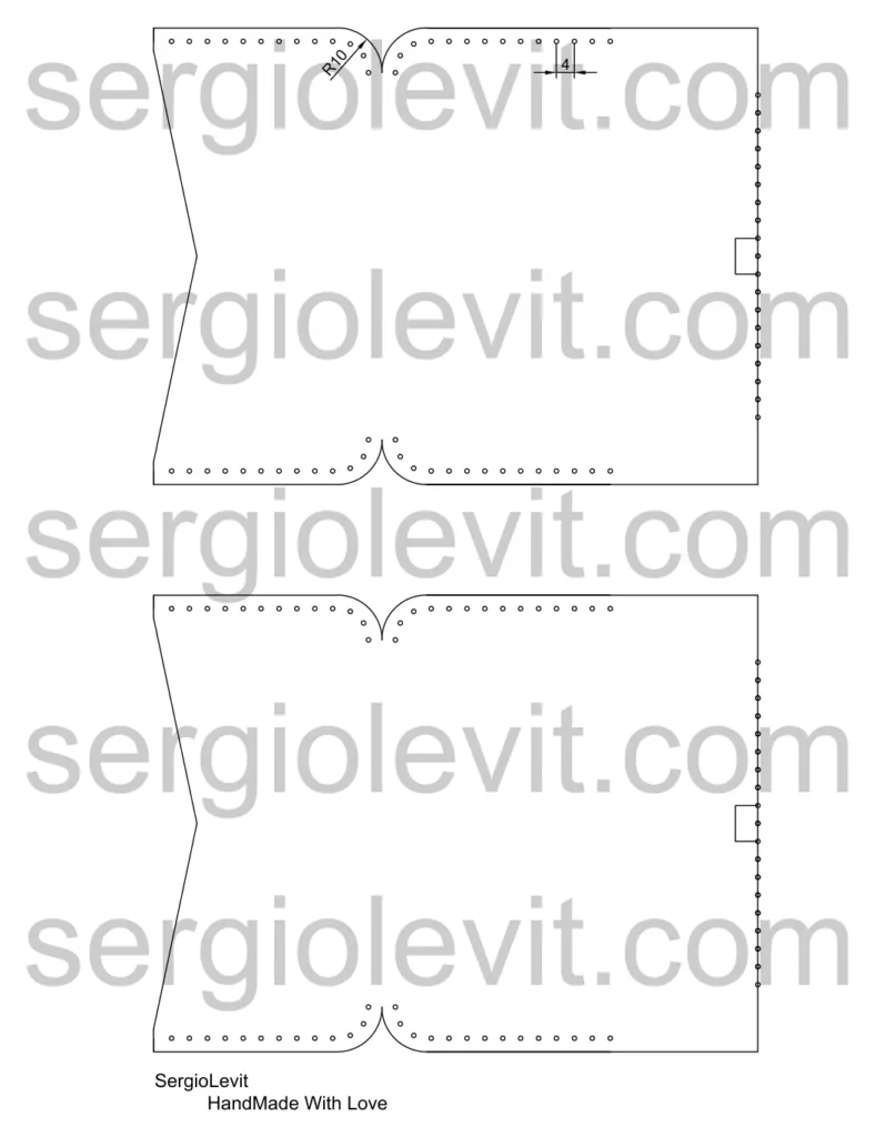 Картхолдер из кожи: выкройка Sergio Levit на листе A4 | Бесплатные выкройки и лекала Картхолдер из кожи: выкройка Sergio Levit на листе A4