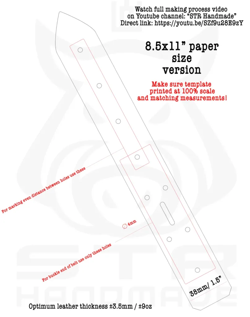 Ремень классический — выкройка PDF, кожа 3,6 мм | Бесплатные выкройки и лекала Ремень классический — выкройка PDF, кожа 3,6 мм