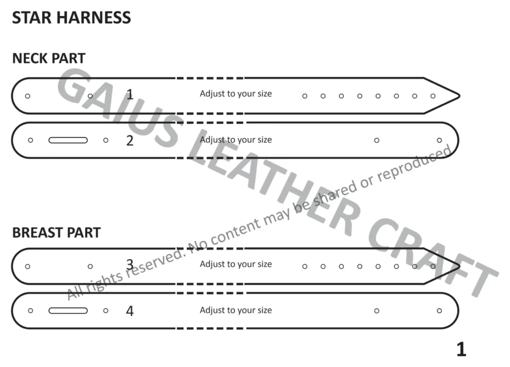 Star Harness — кожаная упряжь на тело, 3 листа A4 | Бесплатные выкройки и лекала Star Harness — кожаная упряжь на тело, 3 листа A4